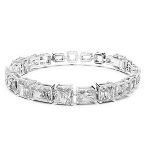 Bracelet de luxe en argent 925 plaqué rhodium avec diamant radiant certifié IGI, cultivé en laboratoire CVD, cadeau de fiançailles, de mariage ou d'anniversaire - Product Image 1