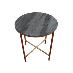 Mesas auxiliares de mármol hexagonal con patas de metal de hierro, muebles de sala de estar con acabado negro para decoración del hogar o mesas de centro - Product Image 2