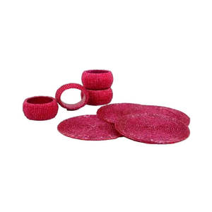 Ensemble de 4 sous-verres en perles de rocaille, collection de sous-verres en perles faits à la main pour des boissons élégantes et des décorations de table - Product Image 1