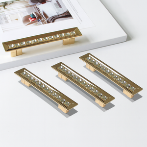 Poignée de meuble moderne de luxe en alliage de zinc pour chambre à coucher, salon, cuisine, salle à manger, tiroir, incrustation en acrylique cristallin, écologique - Product Image 1