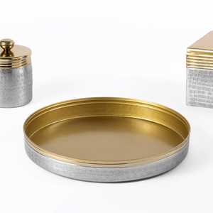 Plateau rond en aluminium en gros de présentation de produit d'argent et d'or pour la maison d'hôtel de restaurant - Product Image 2