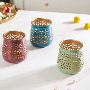 Christmas Decorative Handmade Metal <b>Tea</b> Light <b>Candle</b> Jar for Living Room Tabletop Decor Multi Color <b>Candle</b> Jars - Product Image 5