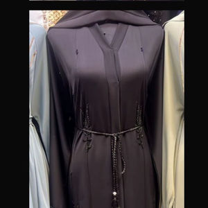 2024 Dubai Collection beau noir traditionnel islamique caftan Abaya pour femmes fabriqués à la main pantalons longs vêtements musulmans - Product Image 1