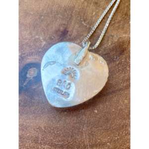 Reda Galvan <b>Black</b> Obsidian & Sterling Silver <b>Heart</b> Pendant with Bezel Setting Inlay Technology - Product Image 5