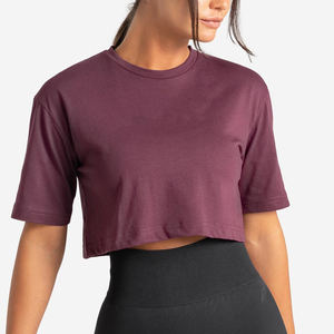 Personalizado de algodón de gran tamaño en blanco liso suelto Crop Top camisetas recortadas de gran tamaño camiseta para las mujeres - Product Image 3