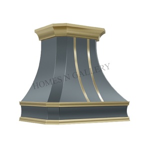 Campanas de cocina negras personalizadas de lujo francés de nuevo diseño con correas de campana de latón dorado y remaches campana de ventilación de diseño clásico - Product Image 2