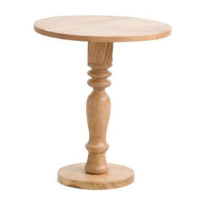 Mesa Auxiliar Redonda de Madera con Listones de Sauce Estilo Moderno, Chapa de Roble Claro, Mesa Auxiliar de Madera Premium para Sala de Estar, Muebles Decorativos en Oferta - Product Image 2