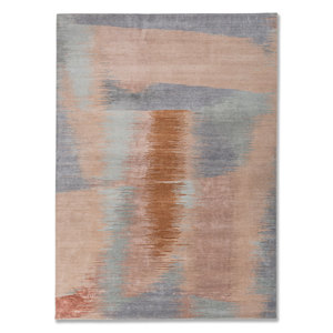 Alfombra de Lana y Seda de Bambú Tejida a Mano de Kavi, Color Rosa y Morado, con Patrón Abstracto para Uso Doméstico - Eskm-120 - Product Image 1