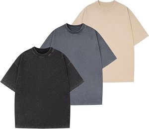 Camiseta de Gran Tamaño, Tejida, para Hombre, con Logotipo Personalizado, Teñida con Pigmentos Lavados, Estilo Desgastado, Algodón Grueso, Estética Urbana - Product Image 2