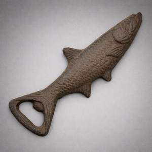Cast Iron Fish <b>Bottle</b> Opener <b>Vintage</b> Rustic Design Strong Grip Durable Finish Perfect for Home Bar Kitchen and Coastal Decor - Product Image 1