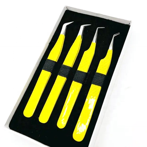 Pinzas de extensión de pestañas con agarre de diamante de acero inoxidable japonés al por mayor, pestañas puntiagudas con recubrimiento de polvo verde lima - Product Image 5