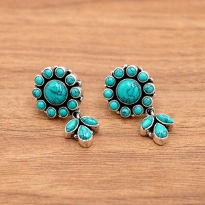 Boucles d'oreilles en argent sterling 925 faites à la main Rare conçu bijoux turquoise naturel cadeau de fête parfait - Product Image 1
