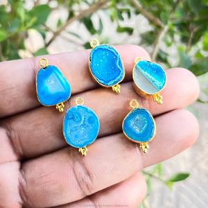 จี้รูปหยดน้ำประดับคริสตัลสีฟ้าดรูซี่ ชุบทอง งานแฮนด์เมด สร้อยคอ ของขวัญสำหรับเธอ - Product Image 2