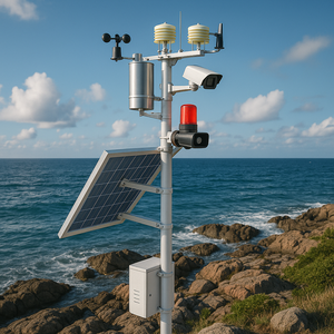 Station météorologique compacte IoT Lora à énergie solaire pour la surveillance marine, capteurs de vent et de pluie - Product Image 1