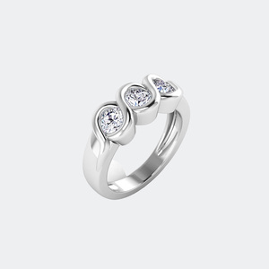 0.70CTW Three <b>Stone</b> Round Solitaire Bezel set Diamond Ring - Product Image 5