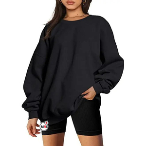 เสื้อกันหนาวคอกลมแขนยาวระบายอากาศสำหรับผู้หญิงเสื้อสเวตเชิ้ต100% คอกลมแขนยาวผ้าฝ้ายออกแบบโลโก้ได้ตามต้องการ - Product Image 2