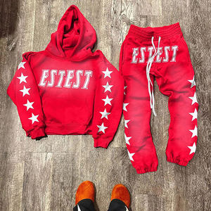 Chándales de lavado ácido de diseño de moda de alta calidad personalizados/chándal 100% algodón lavado ácido conjuntos de hombres - Product Image 2