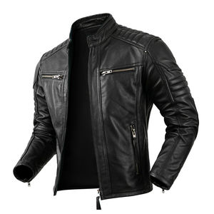 <b>Men's</b> <b>Jackets</b> Custom Logo Embroidery Breathable Leather <b>Jackets</b> <b>Men</b> Vintage Red <b>White</b> Leather Sleeve <b>Jacket</b> Comfortable OEM - Product Image 1