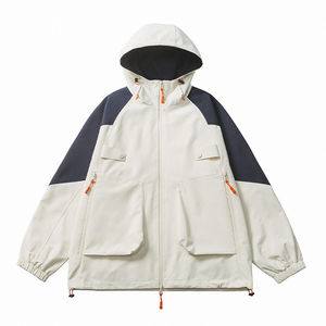 Chaquetas deportivas informales de talla grande 2025 para hombre con logotipo personalizado OEM, chaqueta cortavientos impermeable transpirable con soporte ligero en blanco - Product Image 2