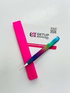 Professional Flower Tiger multi Color Stainless Steel Eyebrow Tweezer Pointed <b>Silver</b> Custom Logo Eco-Friendly Lightweight - Product Image 5