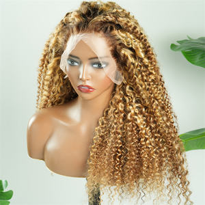 Parrucche in Capelli Umani Brasiliani 100% Ricci Profondi Biondi con Frontale in Pizzo HD 13x4 per Donne di Colore, Colore P4/27 - Product Image 2