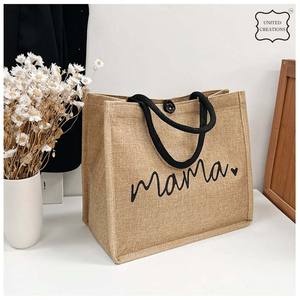 Vente en gros Mama Sacs fourre-tout en toile imprimée Toile recyclée de qualité supérieure avec motif imprimé Sac à main réutilisable avec logo personnalisable - Product Image 6