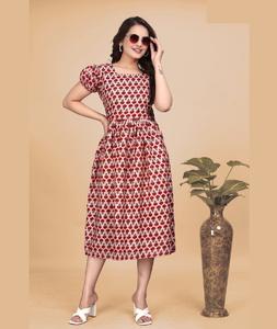 Kurtis cortos de algodón estilo Bollywood indio para uso informal y diario Colecciones de Kurtis con estampado digital simple para vestido de mujer - Product Image 1