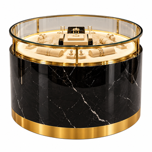 Comptoir de présentation de bijoux rond moderne DECORS ALL avec motif circulaire et base en marbre noir pour magasin de luxe - Product Image 6