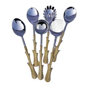 Ensemble d'ustensiles de service dernier modèle plaqué or brillant en acier inoxydable Ensembles de couverts pour restaurant, hôtel, dîner, déjeuner - Product Image 6