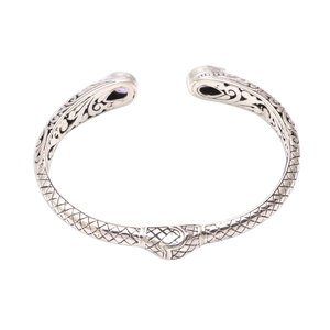 Brazalete de plata de ley con amatista al por mayor, brazalete de piedras preciosas hecho a mano, joyería botánica elegante, regalo para mujer - Product Image 4