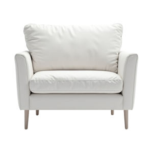 Sillón Nordelle de cuero de microfibra blanco para uso en apartamentos o hoteles - Product Image 1
