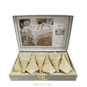 Anna Karina Lot de 25 nappes Midye Cappuccino avec ronds de serviette - Product Image 1