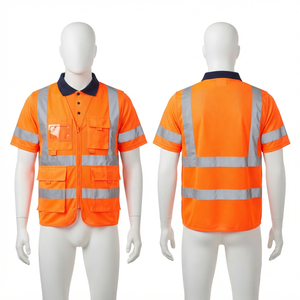 Camiseta Polo de Seguridad de Poliéster Transpirable Birdseye de 160 GSM, Amarillo Reflectante de Alta Visibilidad, Logotipo Personalizado OEM ODM - Product Image 4