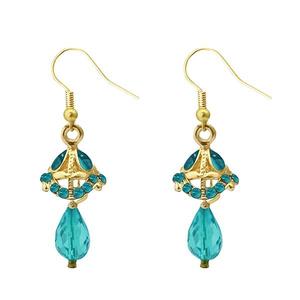 Boucles d'oreilles Kriaa Trendy Ethnic Jhumki Plaqué Rhodium et Or avec Pierre Autrichienne Bleue Style Stud pour Parties-1313705C - Product Image 1