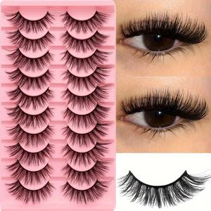 Set de 10 Pares de Pestañas Postizas 3D Voluminosas Semimanuales de 0.07MM de Grosor Diseñadas para un Look Dramático con Aspecto Desordenado y Denso - Product Image 5
