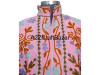 Chaqueta Bomber de Punto para Mujer, Invierno, con Bordado Suzani Indio, Patrón Floral, Tela de Pato, Relleno de Algodón