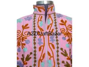 Women's Winter Jacket With Indian Suzani Embroidery Floral Pattern Duck Fabric Cotton Filled <b>Coat</b> With Robe Gift For Her - Product Image 3