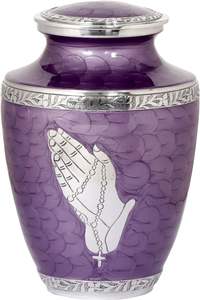 Praying Hand Large Adult Urn for Human Ashes |A Simple Elegant, Handcrafted and Minimalistic Place for <b>Your</b> <b>Loved</b> One- Purple - Product Image 4