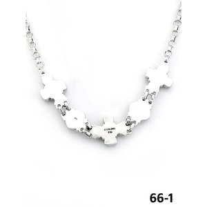 Collier de style sud-ouest Émeraude Verte, fait main avec motif floral en turquoise et blanc, bijoux en argent sterling - Product Image 4