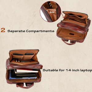 OEM Custom Service Genuine <b>Leather</b> <b>Laptop</b> <b>Backpack</b> High Quality Lightweight Casual Business Travelling Eco Friendly Large - Product Image 4