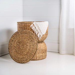 โต๊ะเก็บของผักตบชวาพร้อมฝาปิดวัสดุเป็นมิตรต่อสิ่งแวดล้อมเฟอร์นิเจอร์ตกแต่งบ้านขายส่ง - Product Image 5