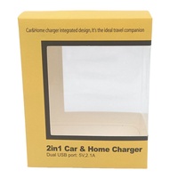 Caja de Embalaje para Cargador de Coche y Hogar, Adaptador de Viaje con Doble USB, Cajas de Papel con Forro de Esponja, Laminación Mate, Reciclable, Juguetes para Niños y Mascotas