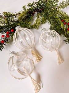 Xmas Bohemian makrome pamuk süsler el yapımı çevre dostu asılı süslemeleri noel ağacı Baubles topu açık kullanım - Product Image 3