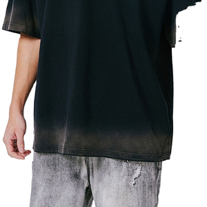 เสื้อยืดคอกลมแขนสั้นสำหรับทุกเพศเสื้อยืดล้างแบบอเมริกันออกแบบได้ตามต้องการ - Product Image 4