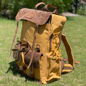 Leather Canvas Luxury Backpack Stylish Vintage Travel <b>School</b> Laptop <b>Rucksack</b> Large Capacity Eco-Friendly Unisex Factory - Product Image 1