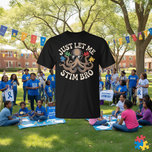 Maglietta da Donna 'Just Let Me Stim Bro Octopus' per la Consapevolezza sull'Autismo, Prodotto Promozionale - Product Image 3