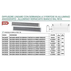 Diffuseur linéaire Tecnosystemi L.600 en aluminium peint blanc avec amortisseur à 3 fentes pour ventilateurs de plafond, produit PWC300027 - Product Image 3