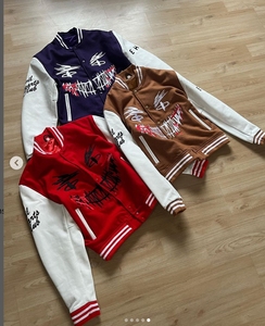 เสื้อแจ็คเก็ตบอมเบอร์ทีมเบสบอลสำหรับผู้ชายเสื้อโค้ทหนังสไตล์ฮิปฮอปฮาราจูกุเย็บปะติดตัวอักษรเสื้อโค้ทสตรีทใส่ได้ทั้งผู้หญิงและผู้ชาย - Product Image 6