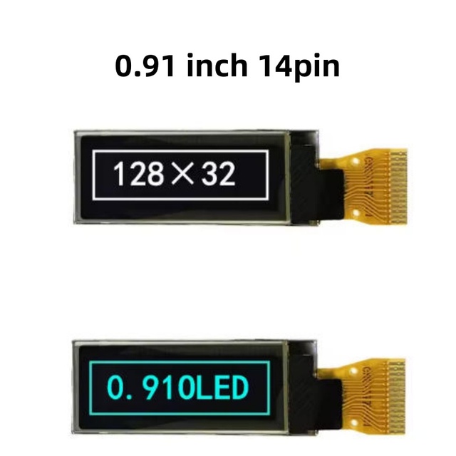 Oled 091 0.91 Inch 128x32 14P 12832 14 Pin I2C IIC SSD1306 Driver Monochrome White Blue Small Mini Oled Display Screen Panel