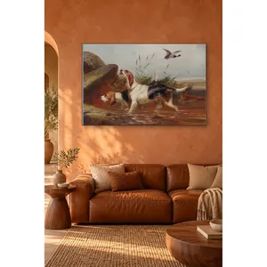 Impression sur toile : Chiens de chasse Fida chassant des canards dans un ruisseau rocailleux - Product Image 2